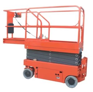 Piattaforma a pantografo elettrica SMITH AS-X6 abbassata, con prolunga estratta